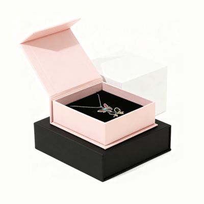Custom Logo Branded Black Paperboard Magnetic Boxes Set Small Square Packaging For Jewelry Lashes Glasses