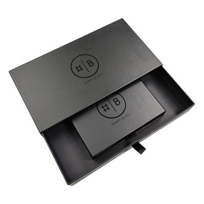 لوگو ورق نقره ای / UV پایان کشو جعبه جواهرات جعبه کاغذی برای سفارشی سیاه پایان هدیه