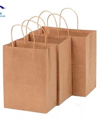 سفارش سفارشی پذیرفته شده لوگو حمل و نقل عمده قهوه قهوه ای کیسه کاغذ کرافت با دسته