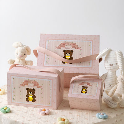 جعبه هدیه بسته بندی مقوایی دست ساز سازگار با محیط زیست کودکان عمده فروشی با دسته