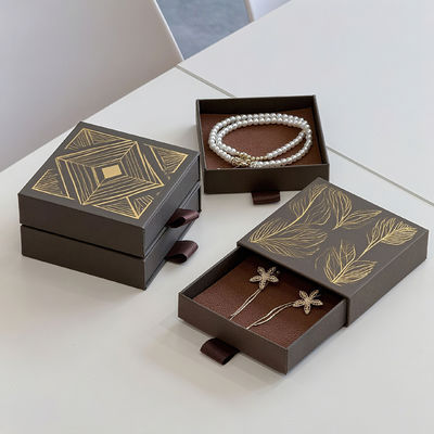 لوگوی سفارشی سازگار با محیط زیست چاپ شده سخت سفت و سخت بازیافت سبک بسته بندی کاغذ مقوایی جعبه کشویی کشویی برای جواهرات