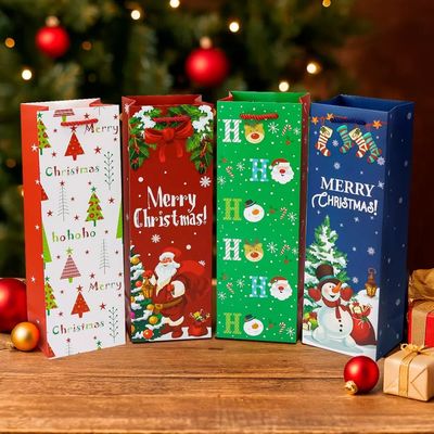 کیسه خرید کاغذی کریسمس کوچک شخصی‌سازی شده با دسته روبانی