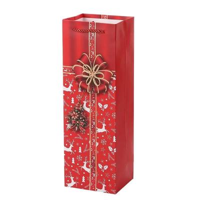 کیسه های کاغذی سفارشی با لوگو خود چاپ شده کیسه های هدیه کاغذی کریسمس برای بسته بندی شراب