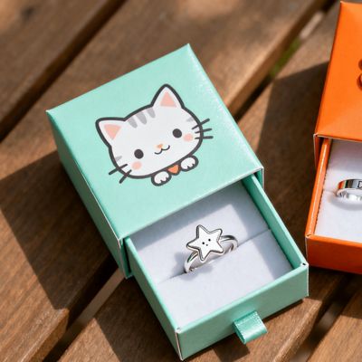 جعبه‌های انگشتر با لوگوی سفارشی لوکس قدیمی، مقوای عاجی با آستر اسفنجی مخملی، مهر زنی، ورنی زنی، پوشش UV، چاپ و بسته‌بندی