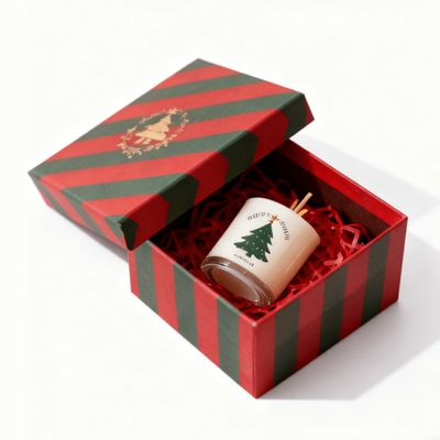 جعبه های کاغذی کریسمس مقوایی رنگارنگ سفارشی عمده فروشی کارخانه با درب و پایه و جعبه های شمع با مهر زنی