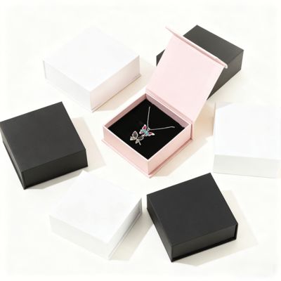 Custom Logo Branded Black Paperboard Magnetic Boxes Set Small Square Packaging For Jewelry Lashes Glasses