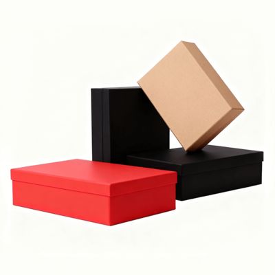 ست جعبه های هدیه بسته بندی تخت با درب نارنجی لوکس سفارشی با ویژگی های کیسه کاغذی لمینیت مات، برجسته سازی، چاپ فویل طلایی