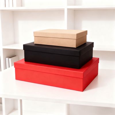 ست جعبه های هدیه بسته بندی تخت با درب نارنجی لوکس سفارشی با ویژگی های کیسه کاغذی لمینیت مات، برجسته سازی، چاپ فویل طلایی