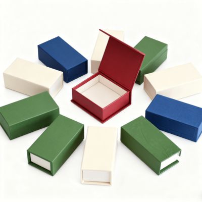 جعبه عود مستطیلی رنگ جامد لوکس با بسته بندی مقوایی کرافت سفارشی برای هدایا، جعبه های مقوایی سخت با آستر اسفنجی و مهر زنی