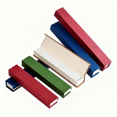 جعبه عود مستطیلی رنگ جامد لوکس با بسته بندی مقوایی کرافت سفارشی برای هدایا، جعبه های مقوایی سخت با آستر اسفنجی و مهر زنی