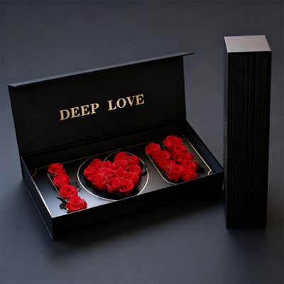 جعبه های هدیه گلدار سفارشی محبوب I LOVE U سازگار با محیط زیست جعبه های کاغذی مغناطیسی بازیافتی بسته بندی برای جعبه هدیه گل رز