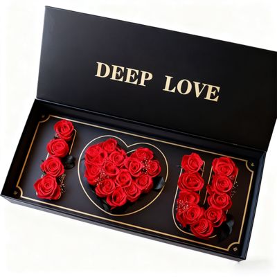 جعبه های هدیه گلدار سفارشی محبوب I LOVE U سازگار با محیط زیست جعبه های کاغذی مغناطیسی بازیافتی بسته بندی برای جعبه هدیه گل رز