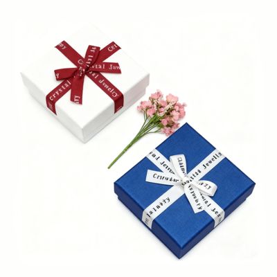 بسته بندی سفارشی جواهرات انگلیسی پاپیون روبان آسمان زمین جعبه مربع پوشش مقوایی ظریف برای گوشواره حلقه جعبه