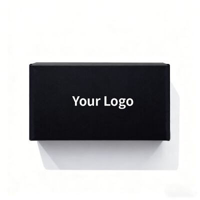 Custom Logo Black  Magnetic Gift Box With Paper Inserts Premium Rigid Packaging For Watch Credit Card Earring