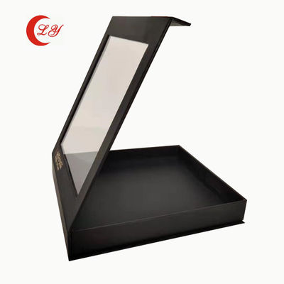 سوپرمارکت مات جعبه بسته بندی مغناطیسی سیاه جعبه های هدیه کارتونی با پنجره شفاف