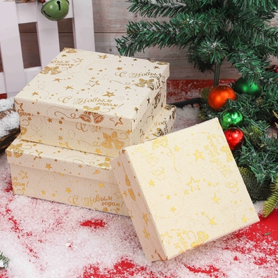 جعبه هدیه کریسمس با نوار سفارشی چاپی پلی استر جعبه هدیه کریسمس برای کریسمس بسته بندی جشن عمده