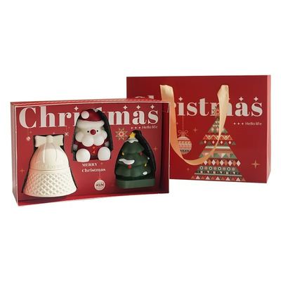 جعبه کریسمس کاغذی قرمز لوکس با لوگوی سفارشی و دسته برای بسته بندی هدیه، مواد غذایی، جواهرات، داروخانه با طراحی برند