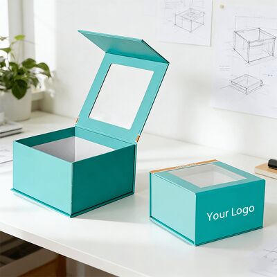 جعبه های هدیه با بسته بندی مغناطیسی دست ساز با بسته بندی پنجره جعبه های کاغذی برای کلاه و لباس